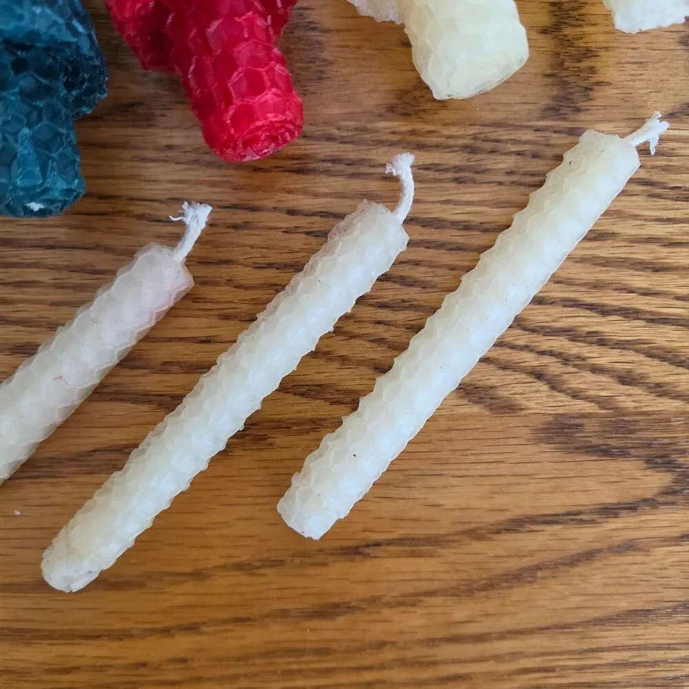 Vintage Handcrafted Rolled Beeswax Candle Set - Honeycomb Trees & Mini Tapers